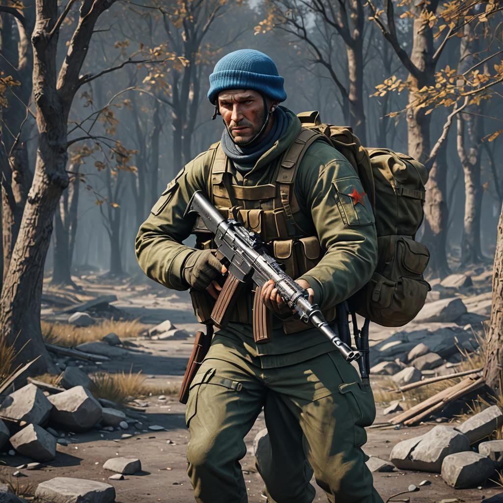 Soviet Soldier in Cold War Style, 3D Render