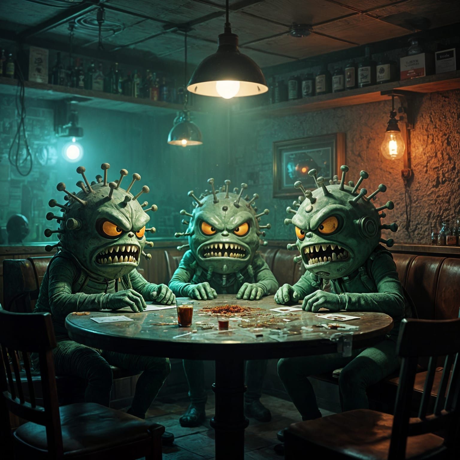 Covid Viruses Plotting Destruction in Bacterium Bar