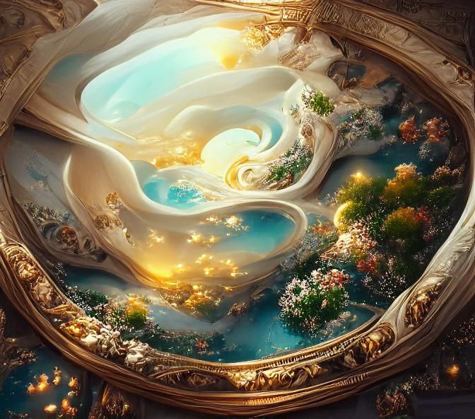 Magical Marble World in Hyperrealistic Rococo Style