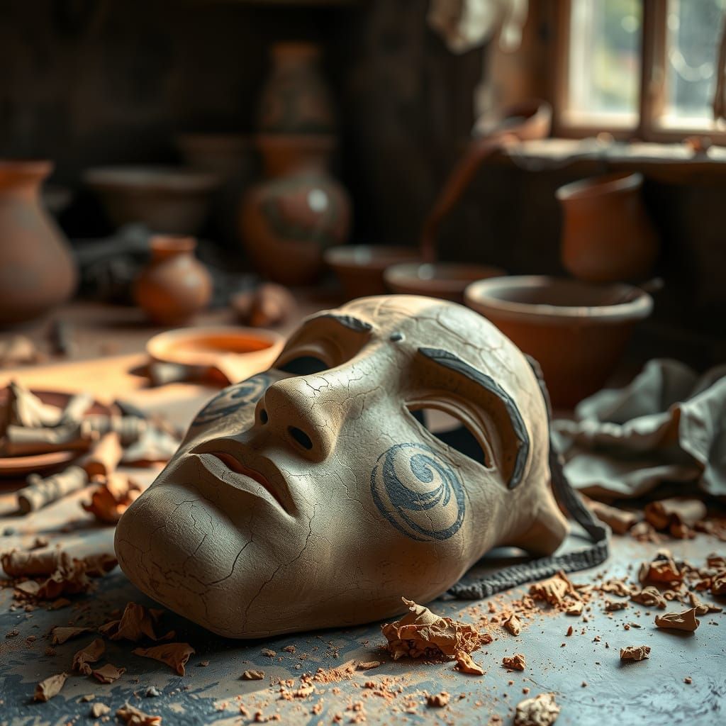 Weathered Artisan Ceramic Masterpiece in Earthy Tones