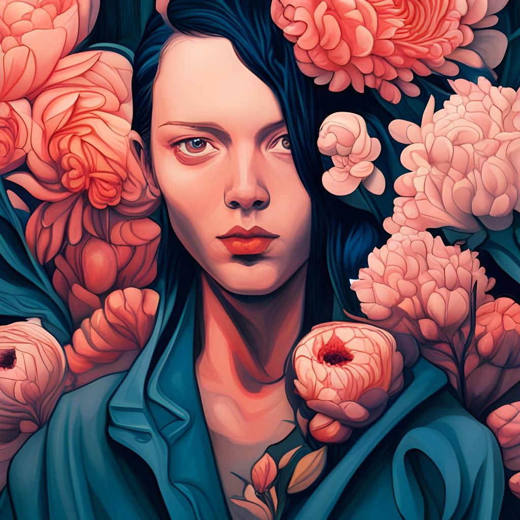 Floral Portrait in Surrealist Style