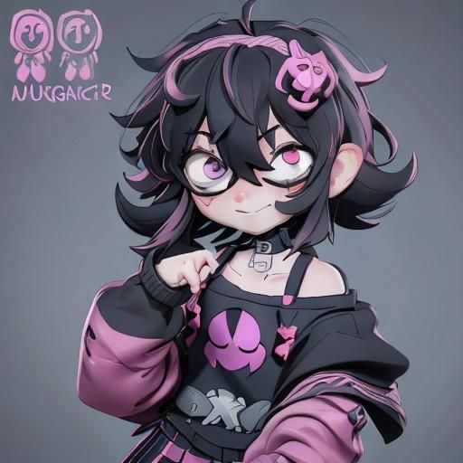 Cute Girl with Black Hair in 3D Digital Art