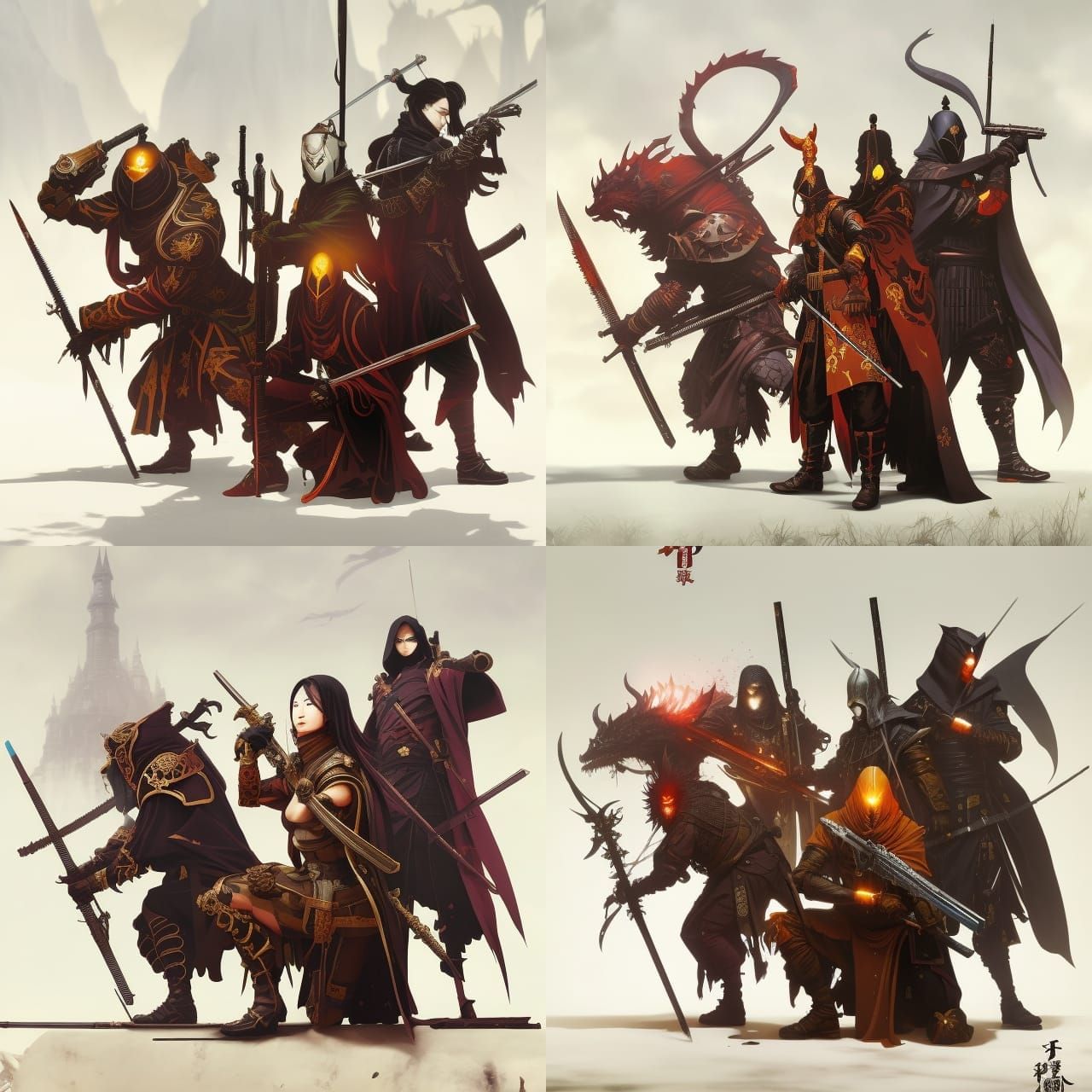 Skull-Faced Ronin Assassin in Feudal Japan Style