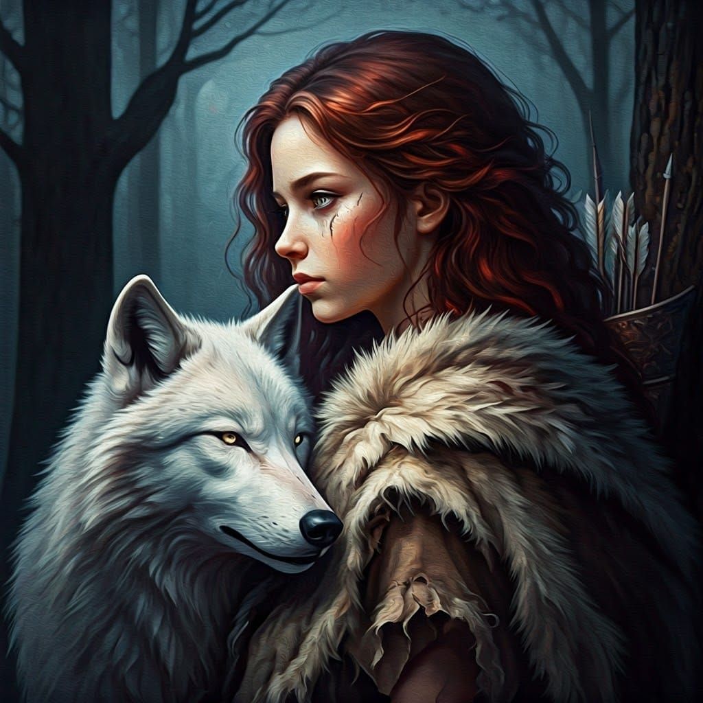 Artemis, Goddess of the Hunt, in Expressive Oil Painting