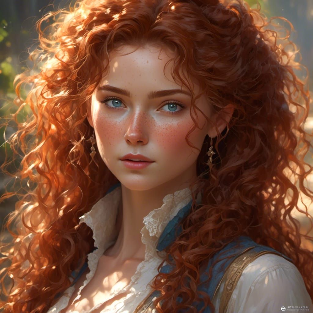 Attractive Woman Portrait with Freckles in Detailed Digital ...