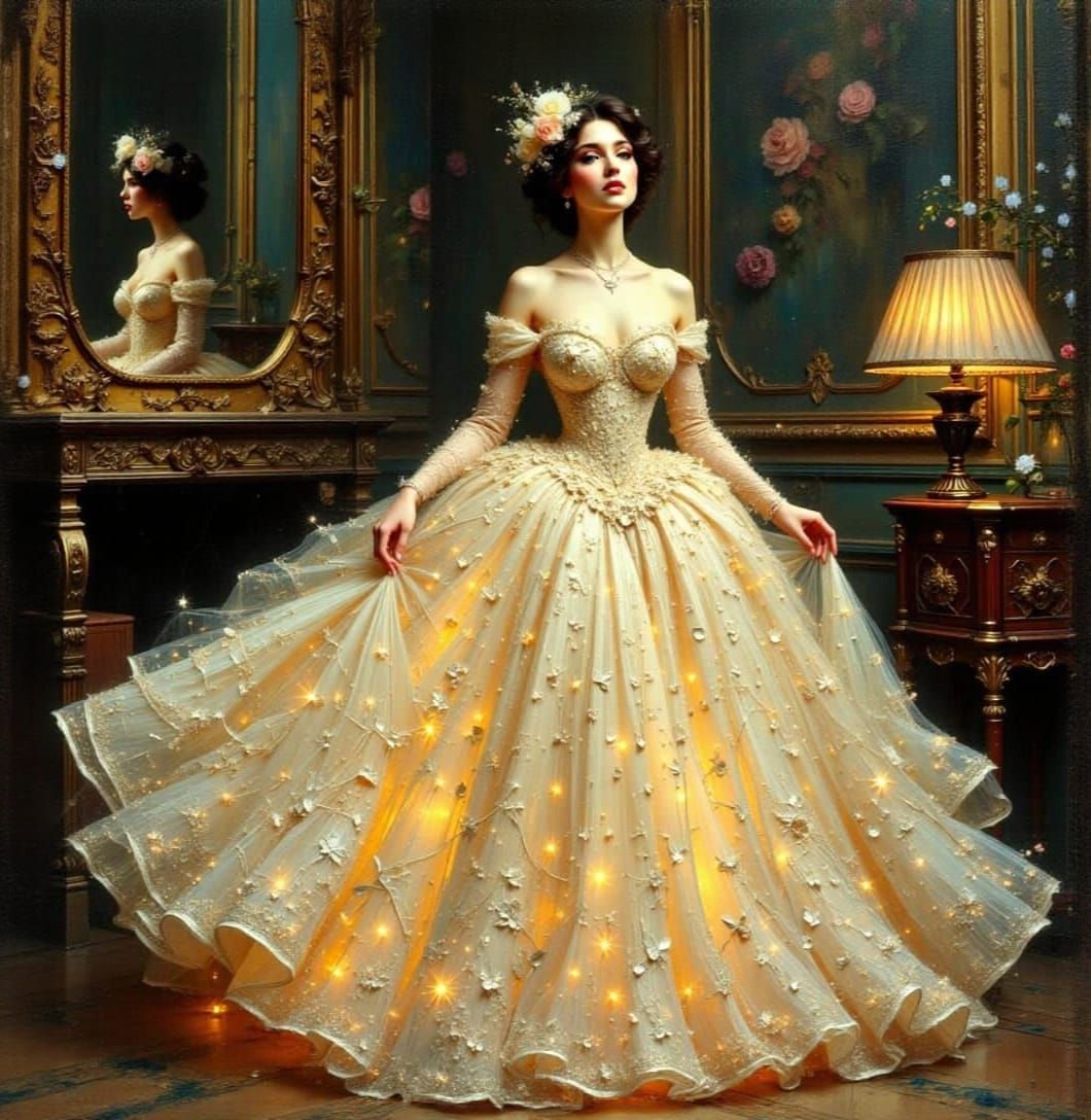 Ethereal Goddess in Glimmering Gown