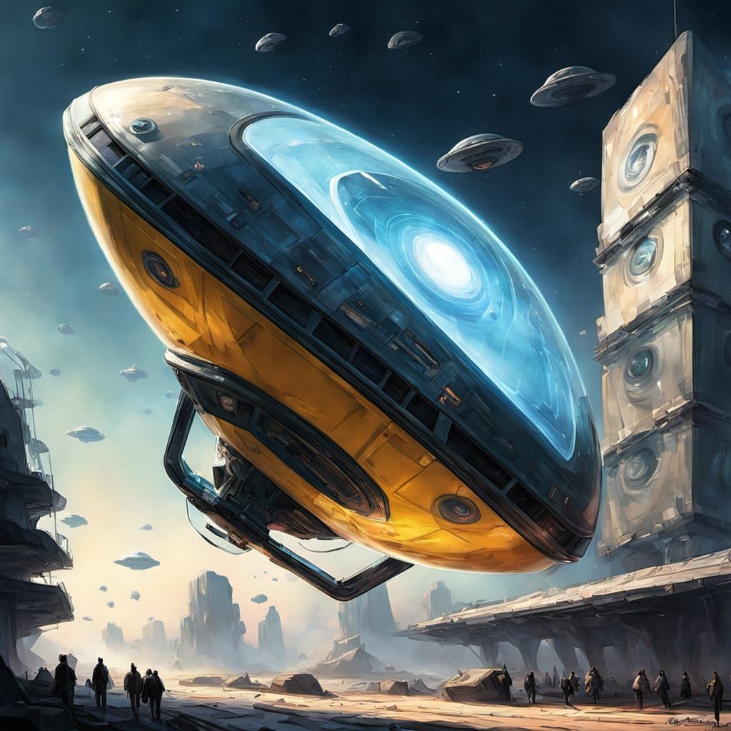 Lonely Vintage Space Bus Flees Alien Civilization Amidst Neb...