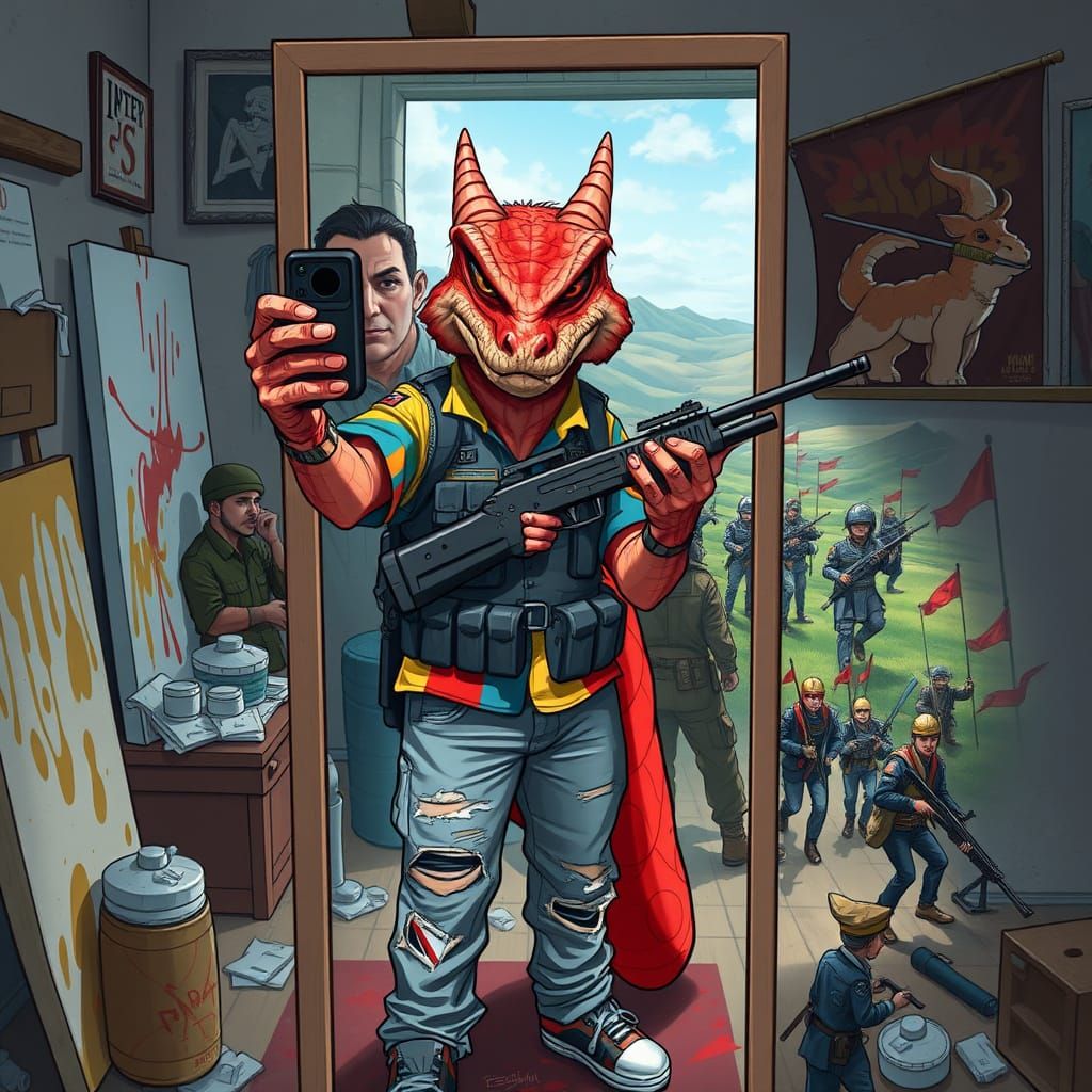 Charming Italian Artist in Colorful Studio