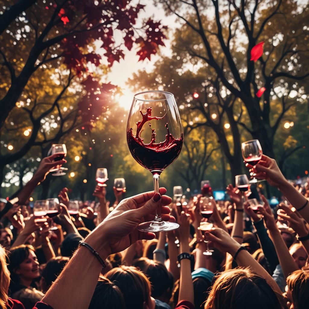 Wine Glass Rises at Music Festival