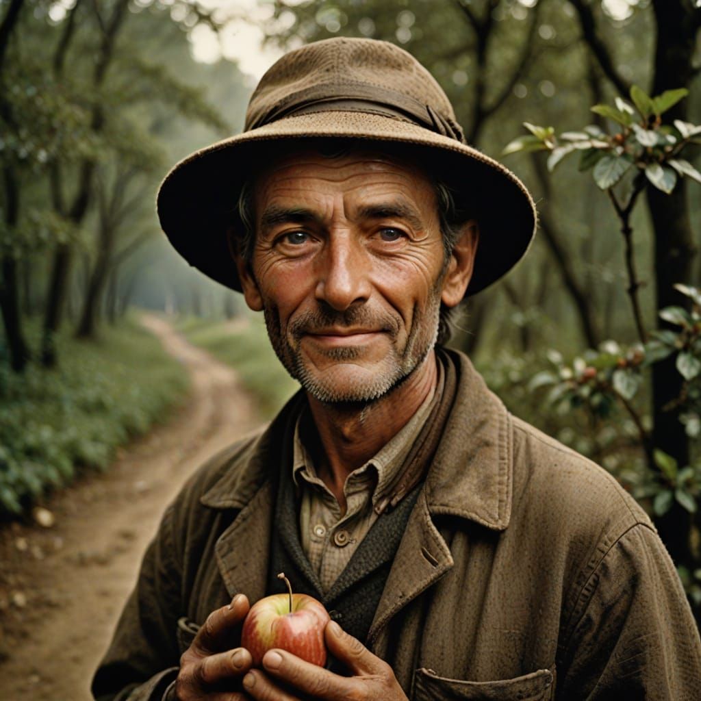 Gentle Johnny Appleseed in Earthy Tones