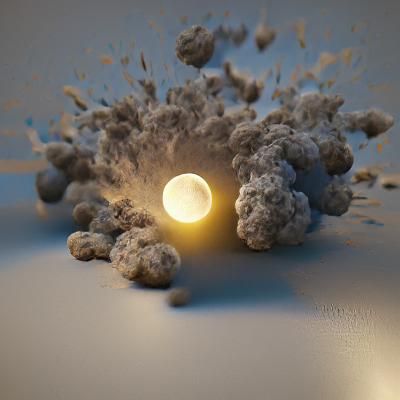 Exploding Moon in Hyperrealistic 16k Vray Lighting