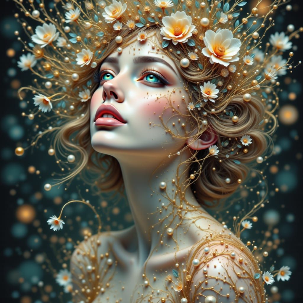 Ethereal Woman Portrait in Celestial Style