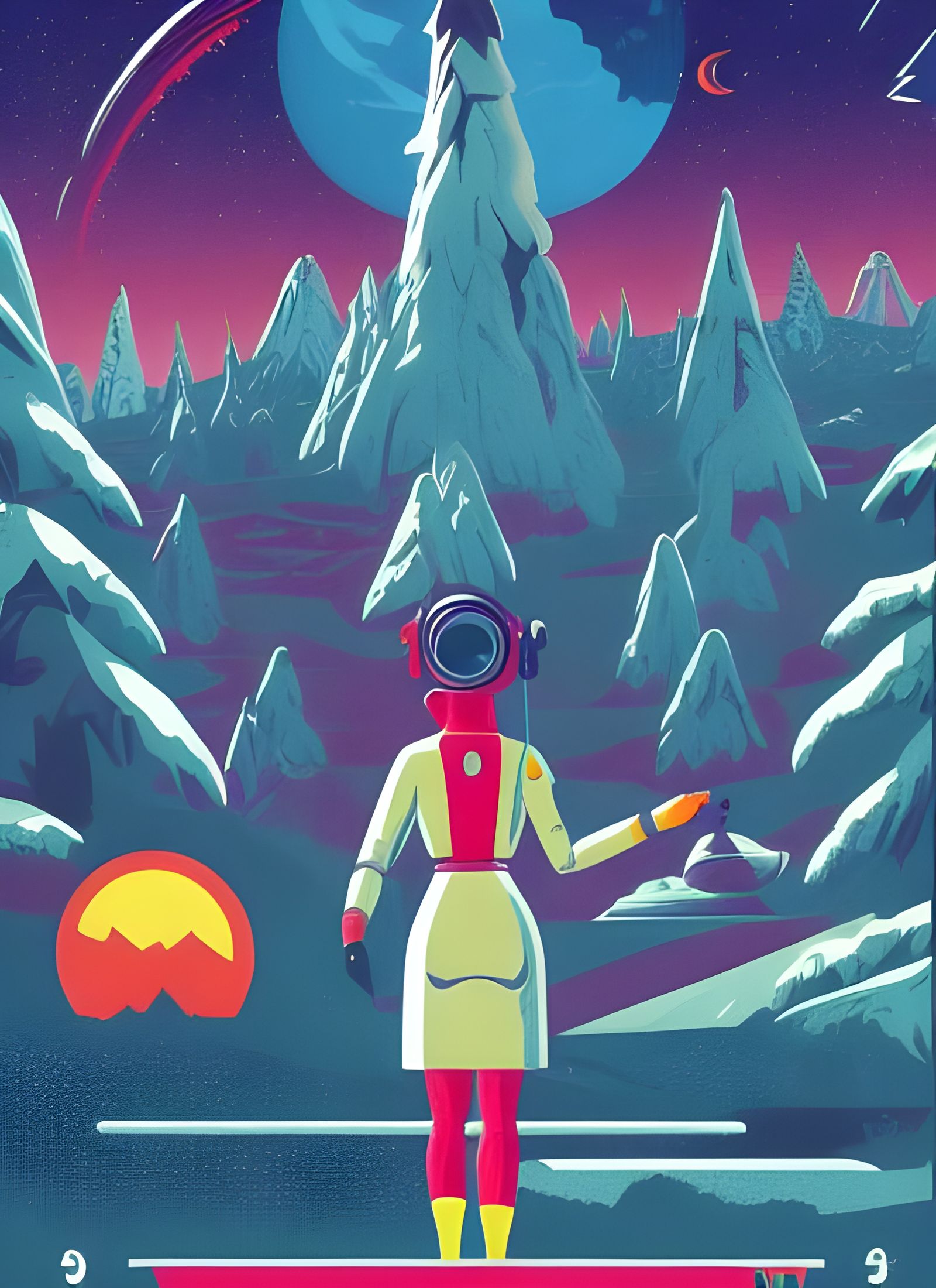 Retro Space Tourism Poster: Alien Forest Adventure