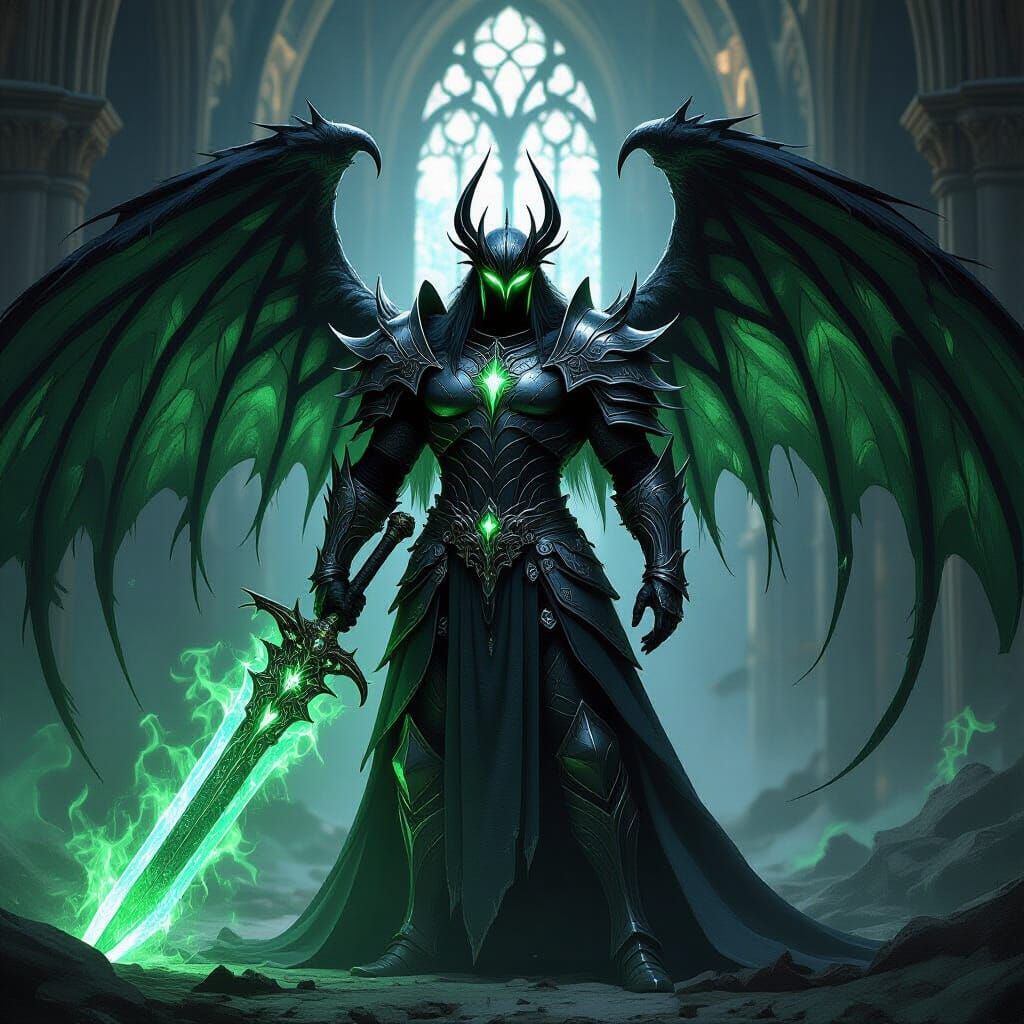 God of Death in Gothic Cathedral, Dark Fantasy Art