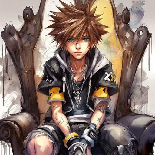 Kingdom Hearts Sora Portrait in Manga Style