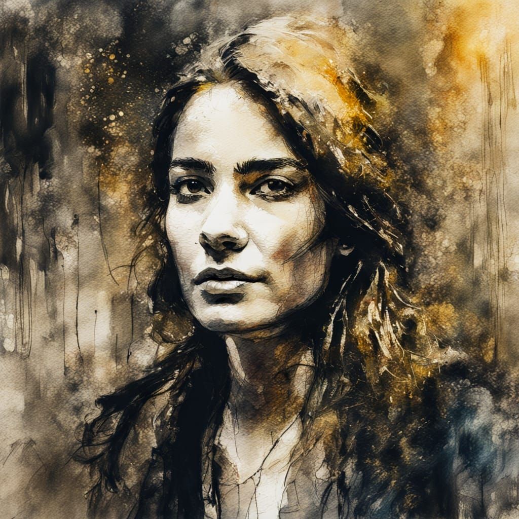 Impressionist Portrait of Parisian Traveler in Mixed Media