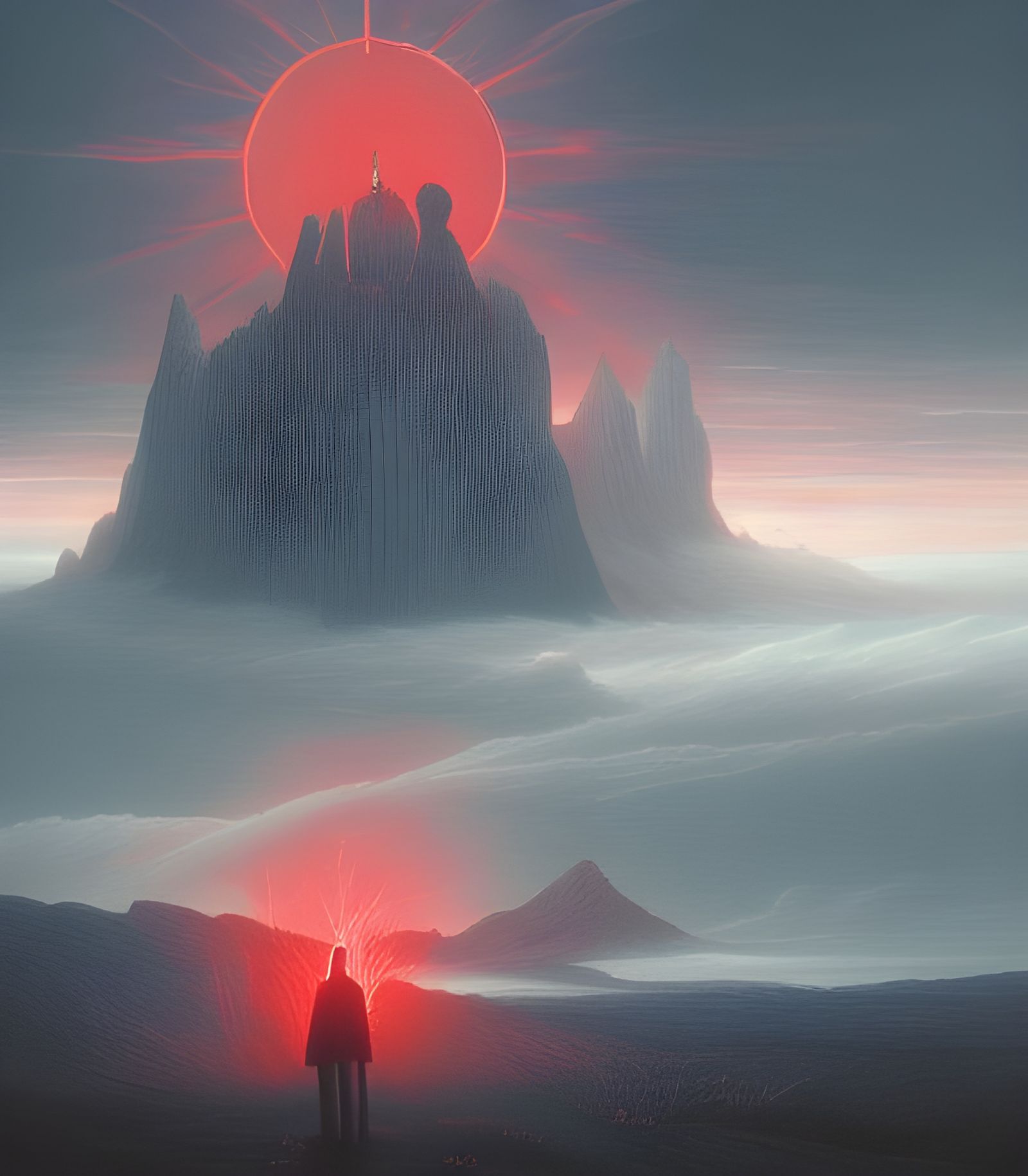 Surreal Red Light Photoillustration in Romantic Style