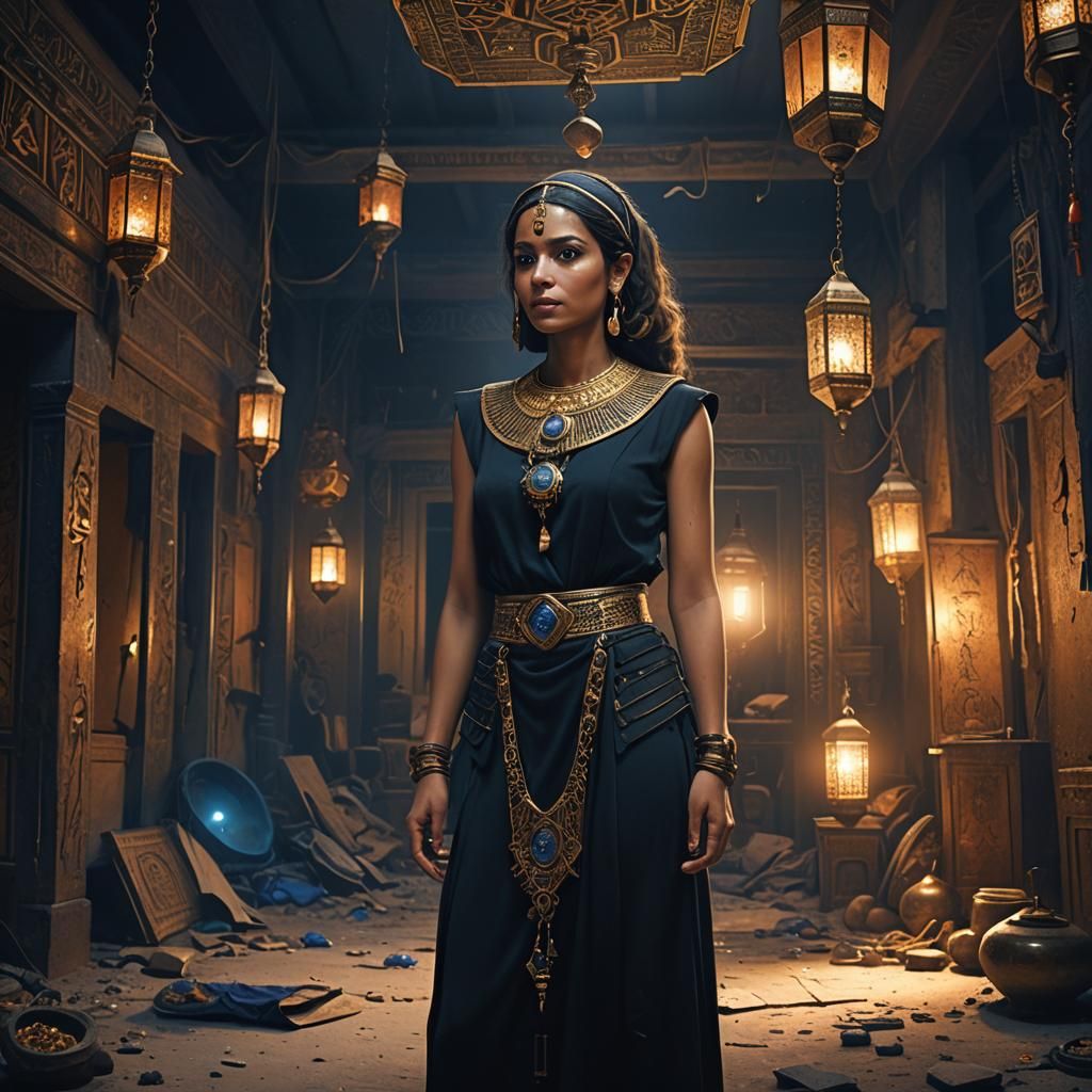 Egyptian Woman in Abandoned Apartment: Fantasy Concept Art