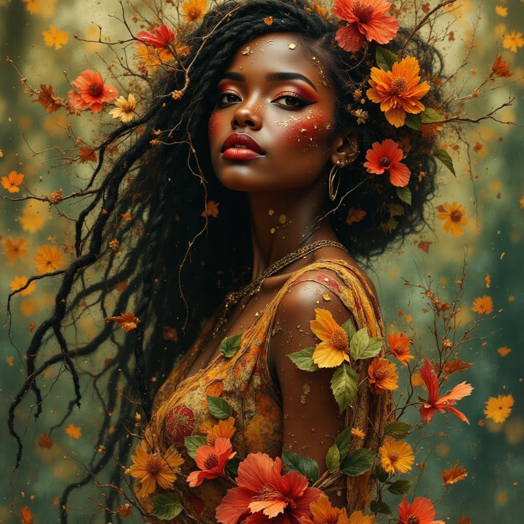 African Earth Goddess in Enchanted Forest