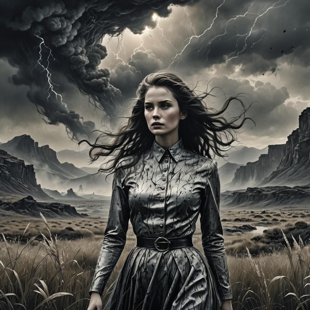 Surreal Apocalyptic Woman in Dark Fantasy Style