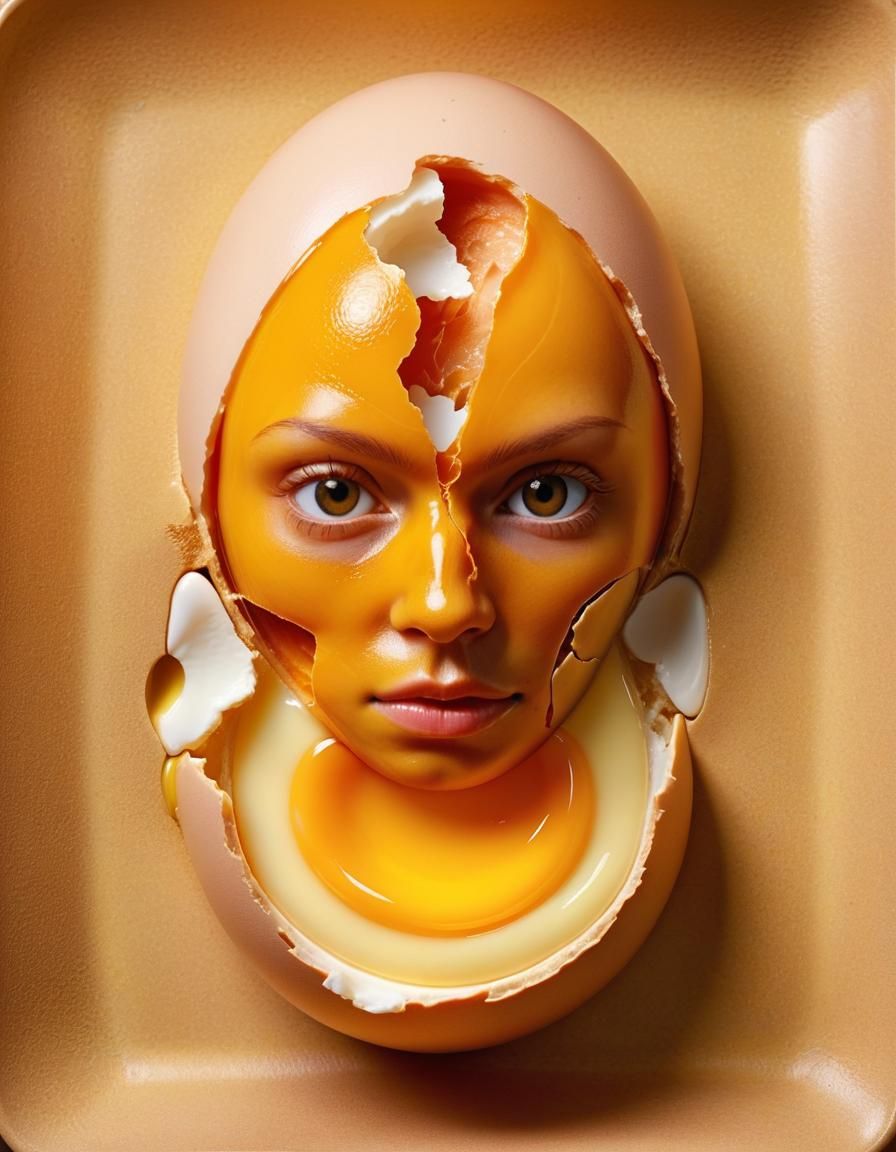Surreal Human Anatomy: Egg Yolk Face