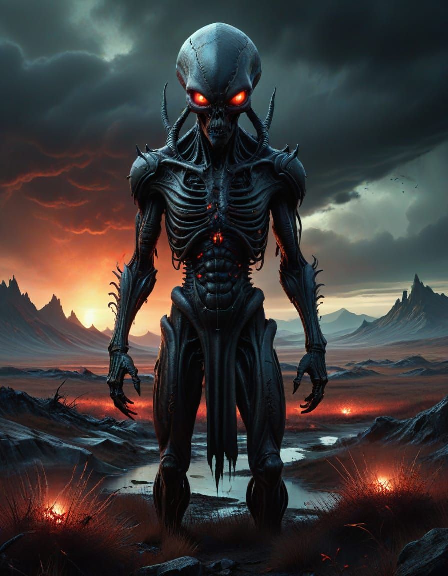 Alien in Tundra: A Dark Fantasy Digital Painting