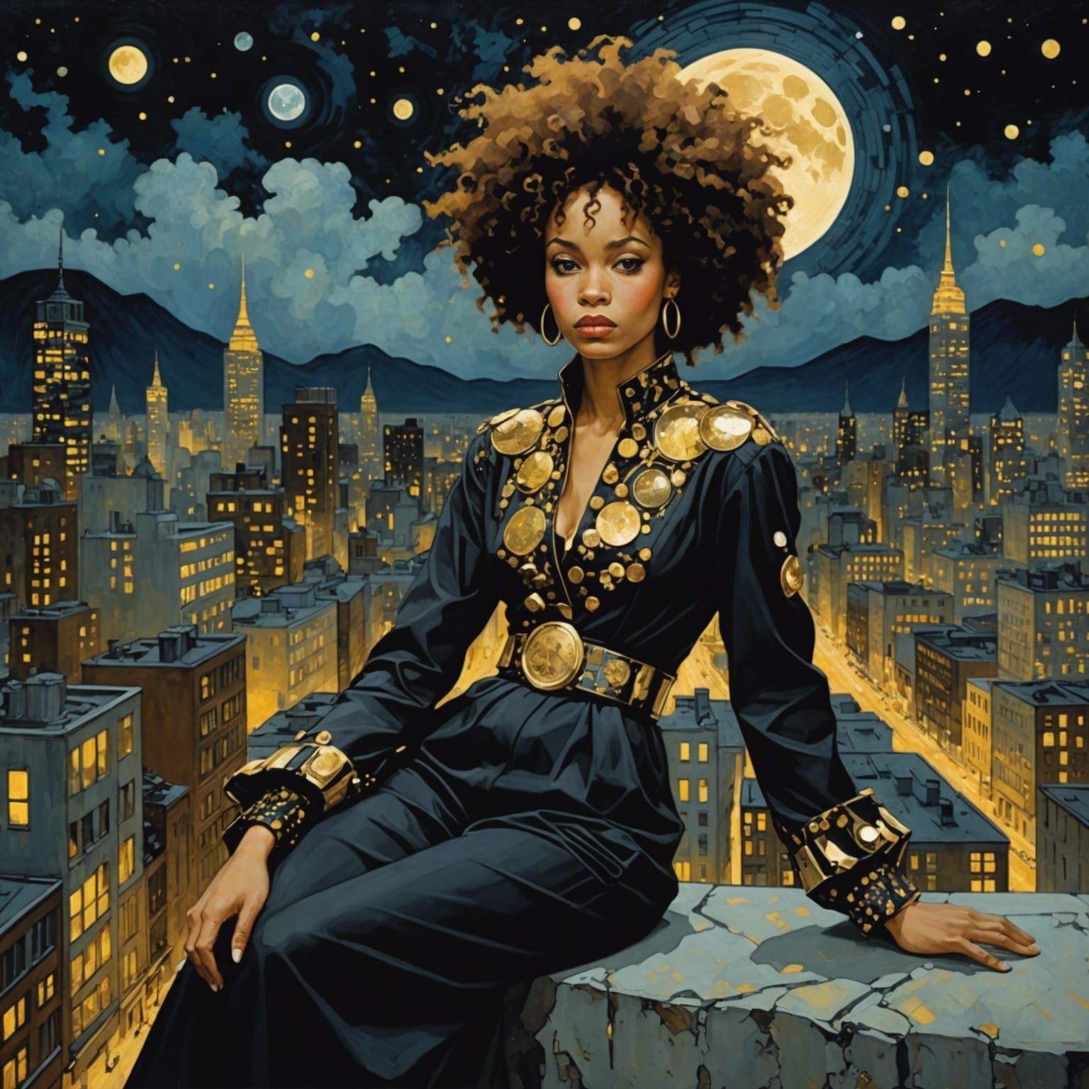 Galactic Ashcan School Scene Inspired by Klimt