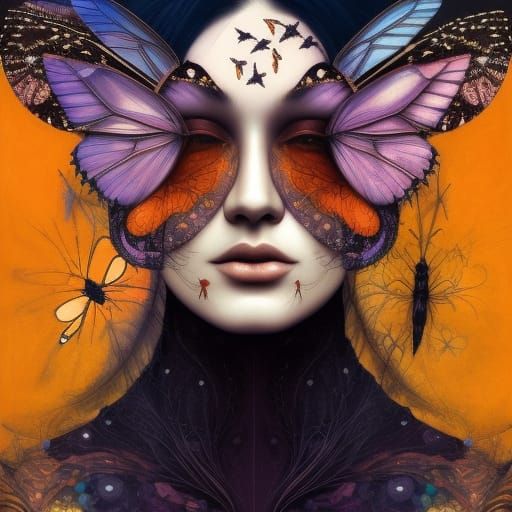 Woman with Butterflies: Digital Painting