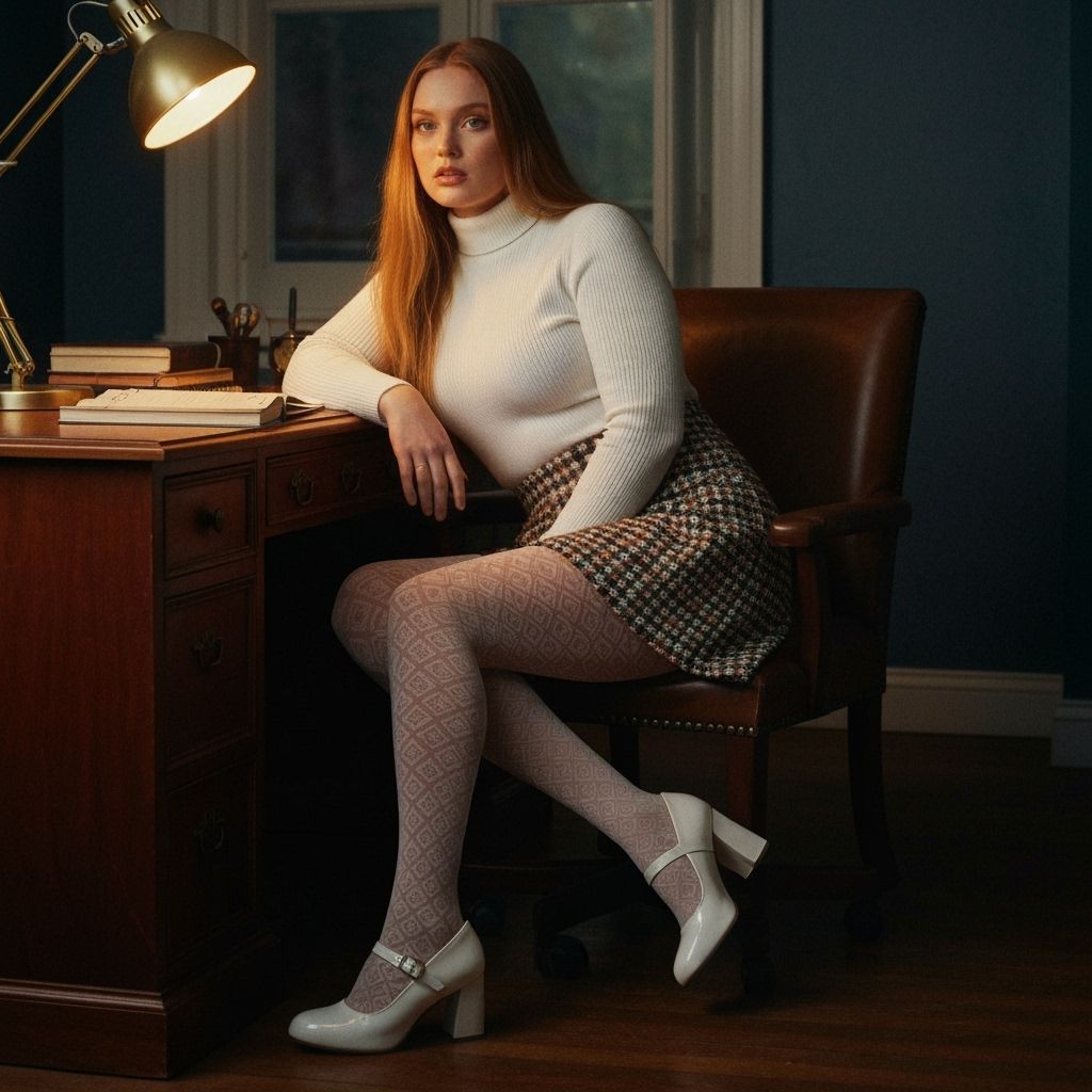 Cinematic Film Still of a Woman at Desk