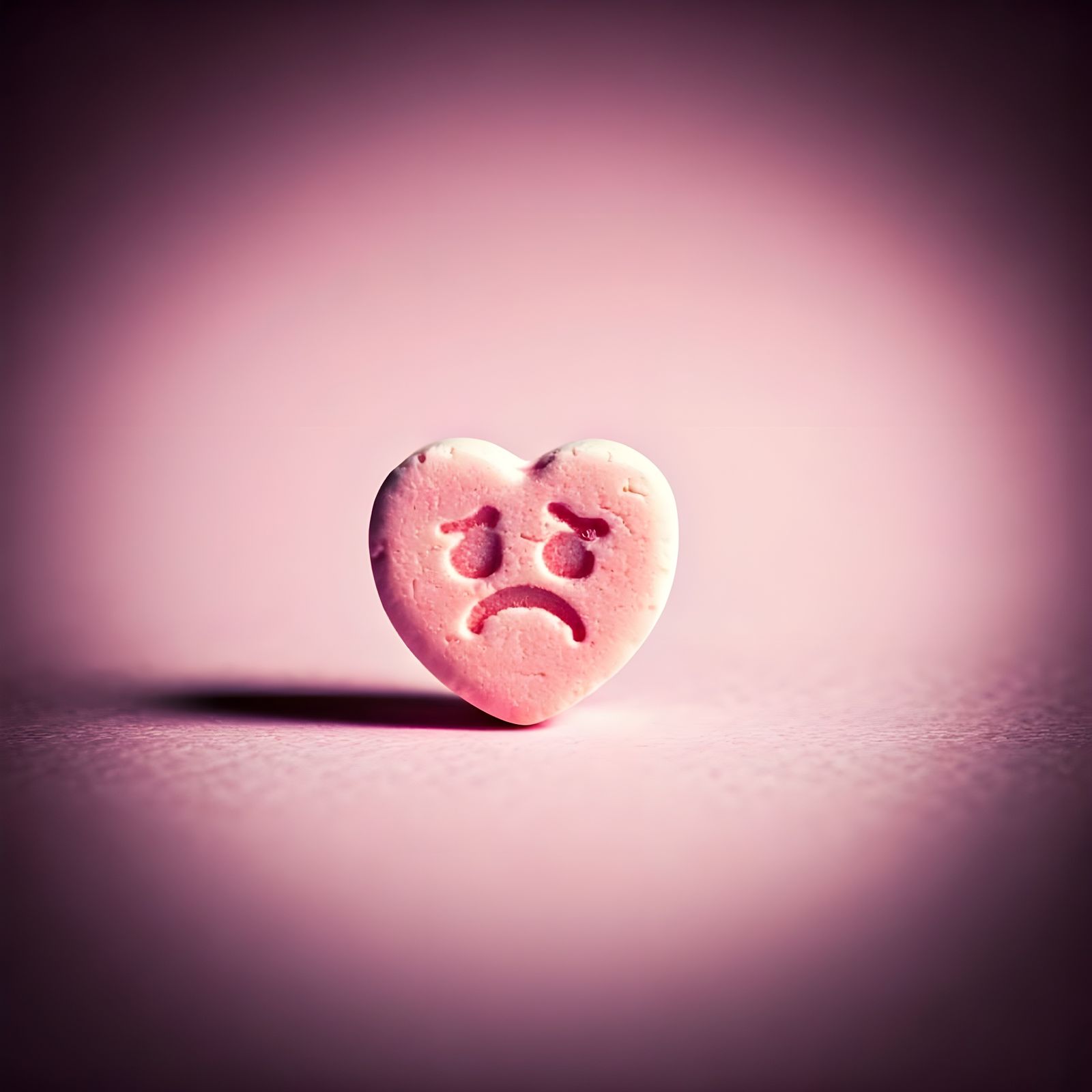 Worn Conversation Heart in Pastel Pink Haze