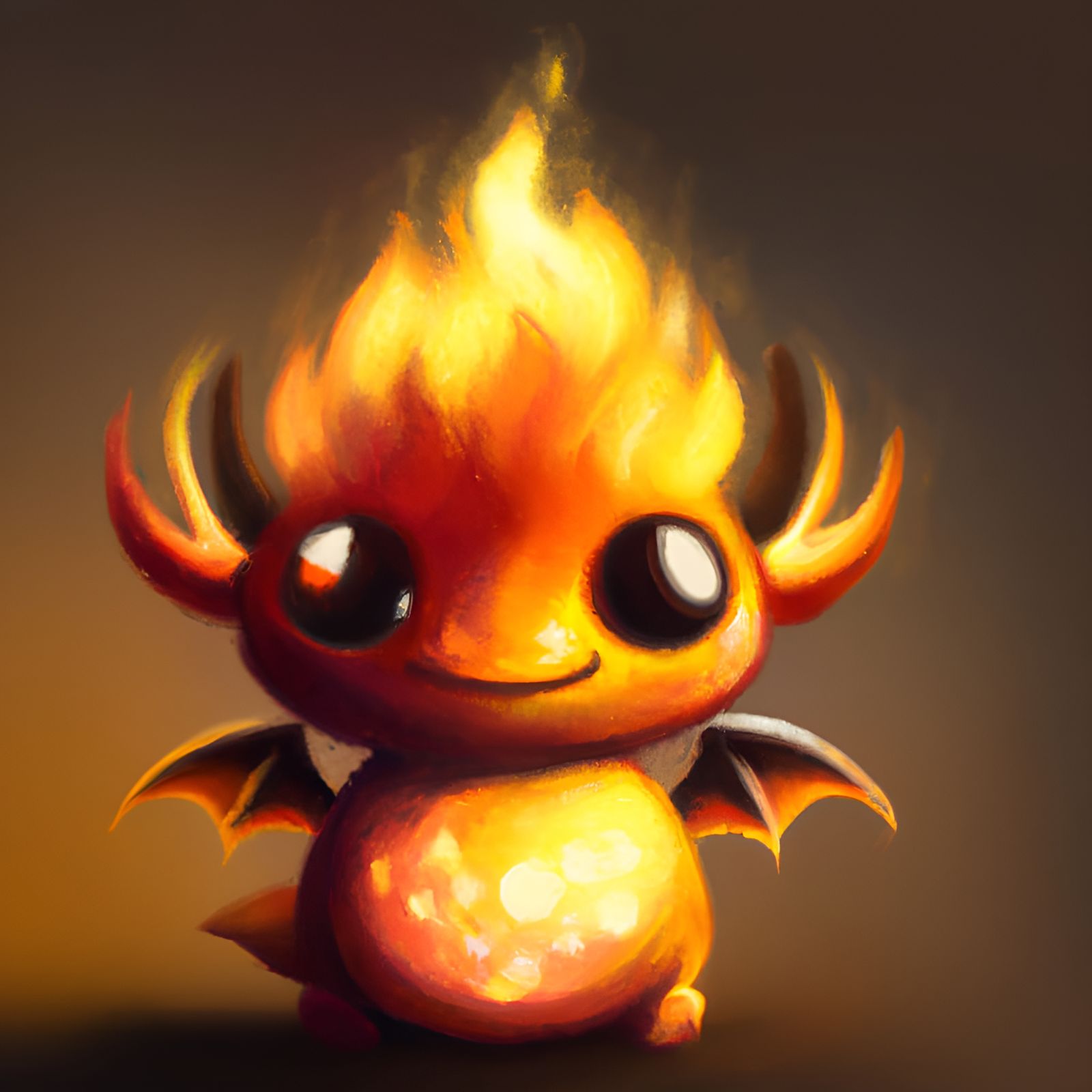 Cute Fire Demon Oil Painting Masterpiece