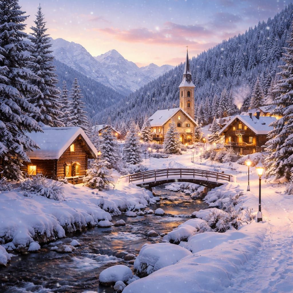 Serene Winter Landscape with Snowfall