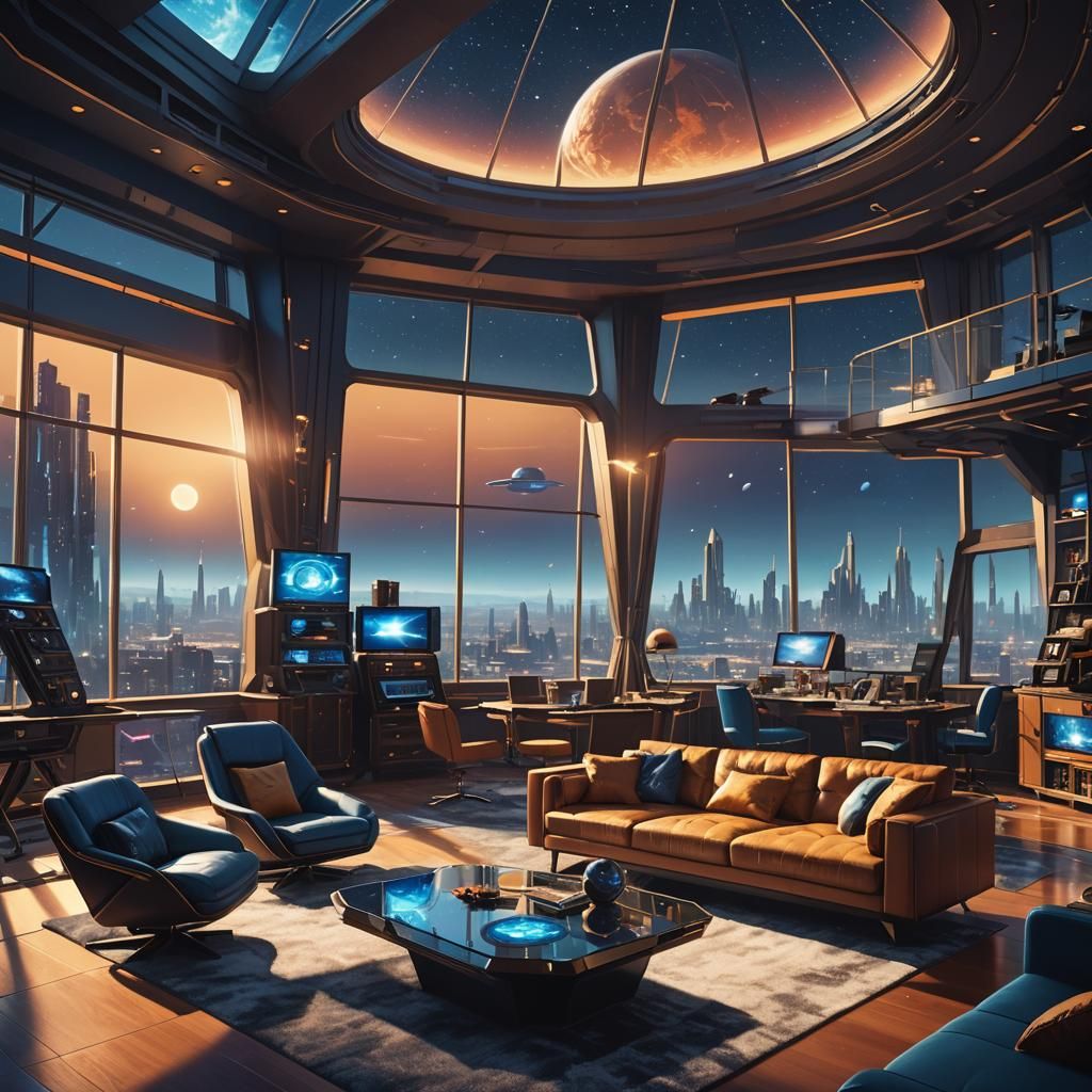 Penthouse View of Deep Space as Matte Painting