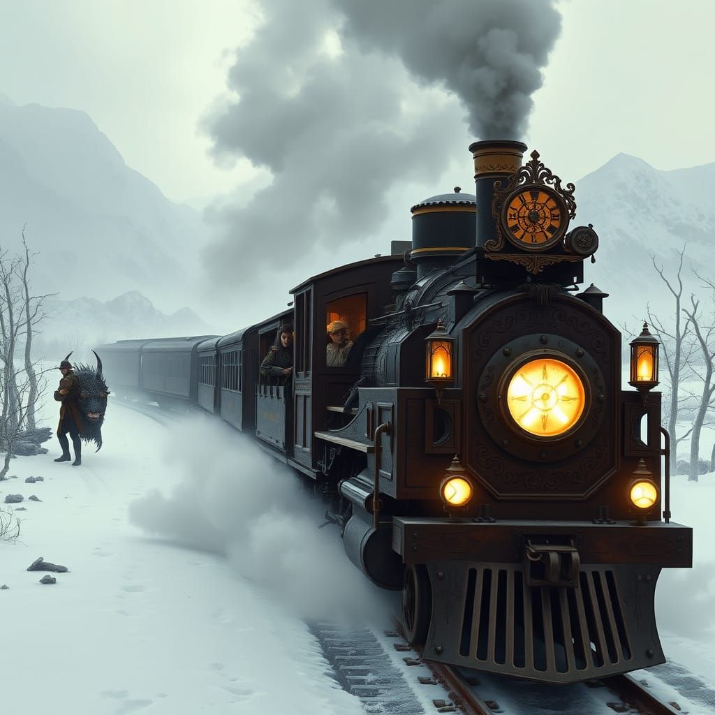 Ethereal Aristocrat Conquers the Frozen Tundra in a Steampun...