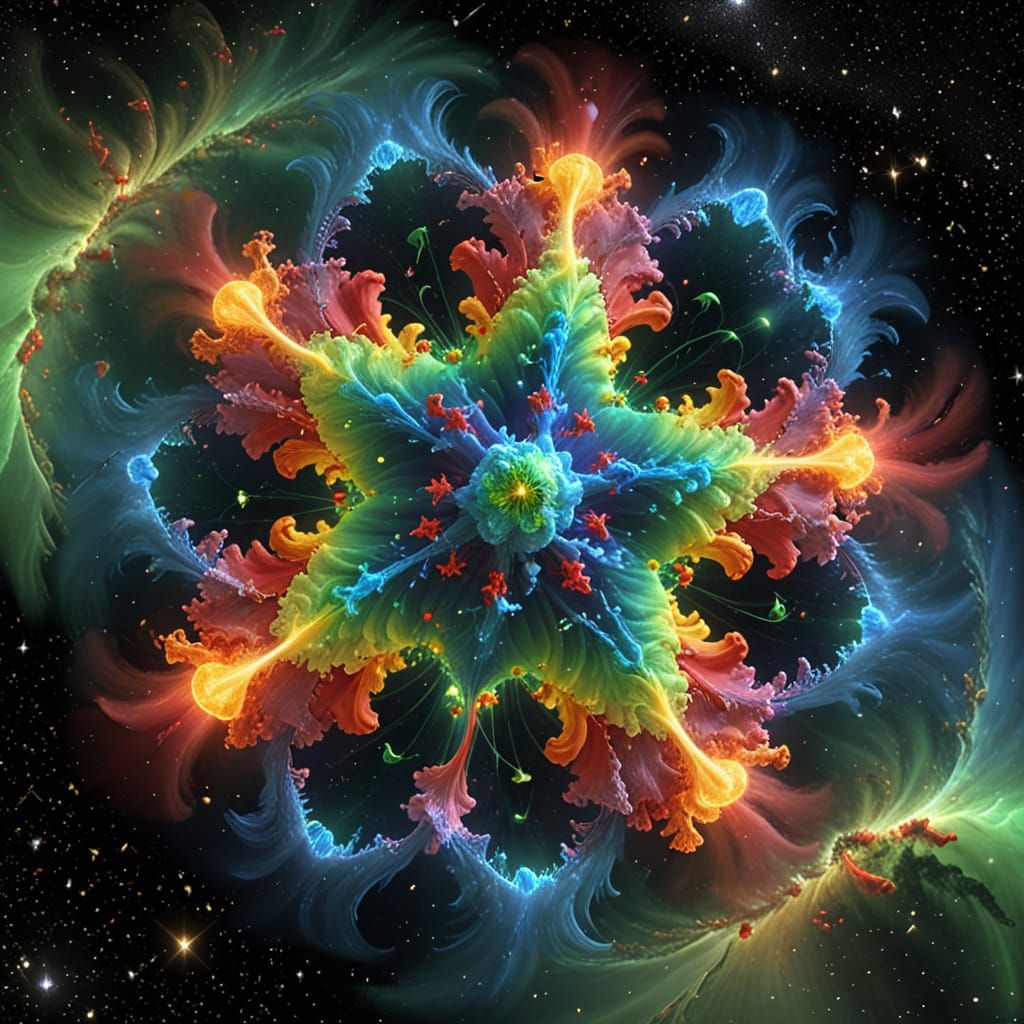 Abstract Quantum Field Visualization in Cosmic Nebula