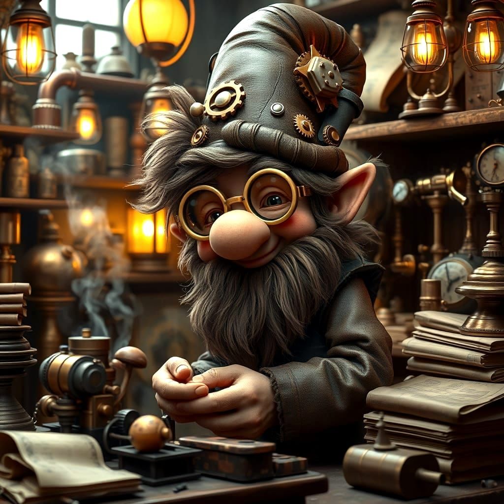 A mischievous steampunk gnome inventor.