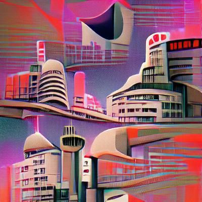 Vibrant Retro-Futuristic Cityscape