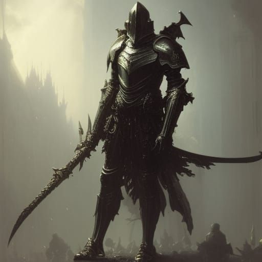 Gothic Knight in Detailed Armor, Dark Fantasy Art