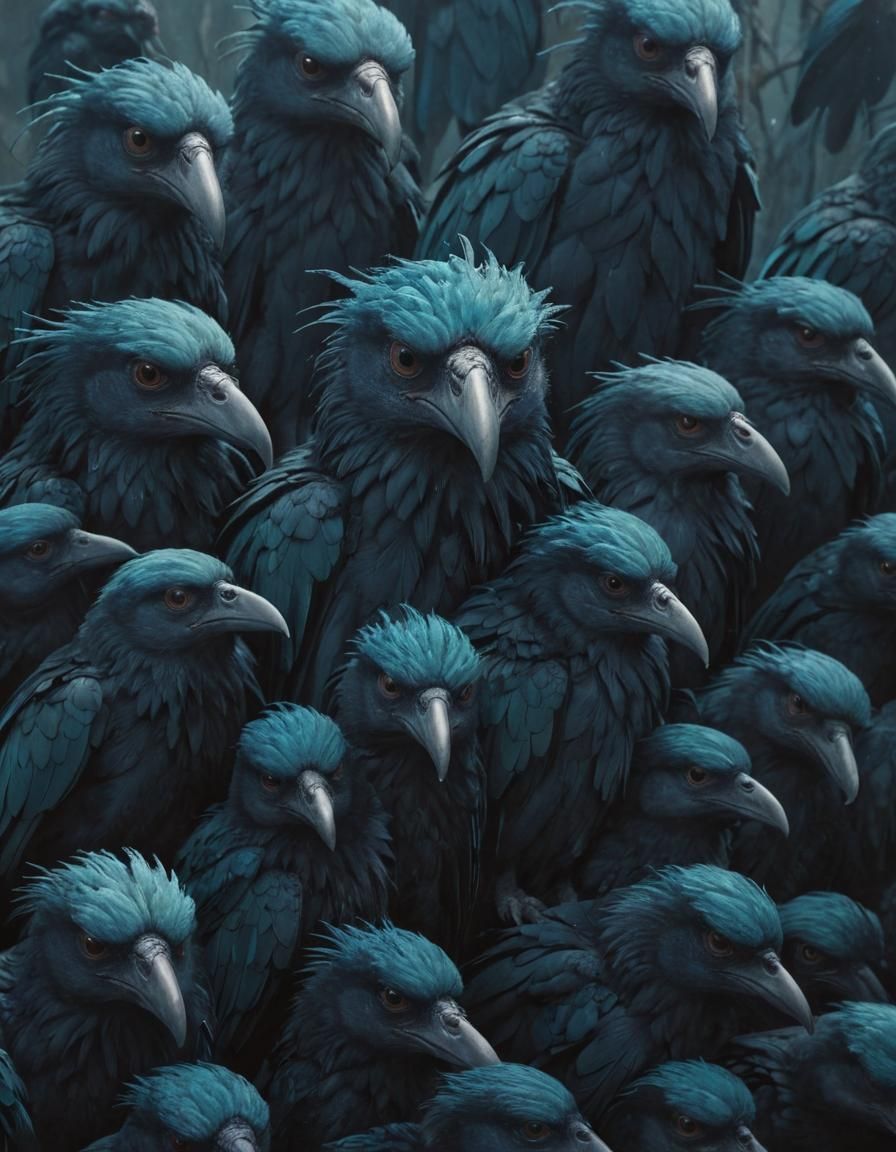 Indigo Vulture in a Tim Burton Style