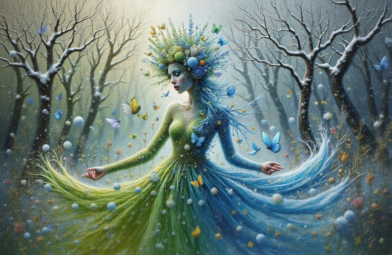 Goddess Portrait in Manhwa Style With Glitch Effects