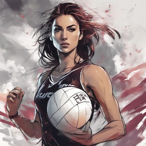 Argentinian Volleyball Beauty in Ink Splash Art