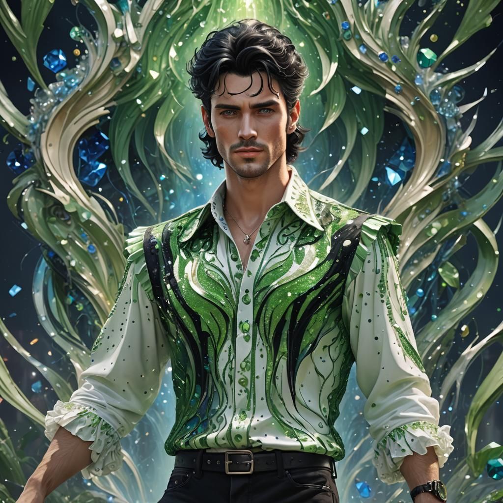 Handsome Man in Disco Shirt, Digital Art