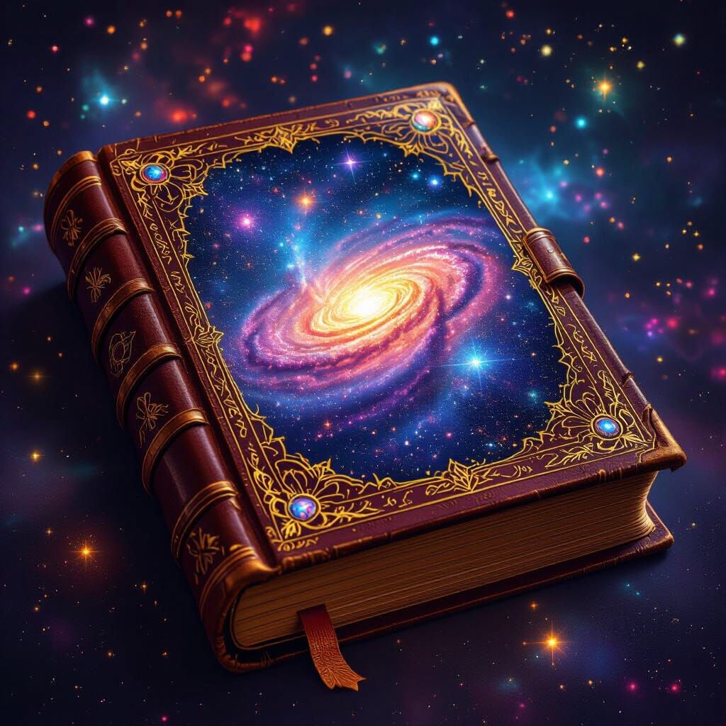 Cosmic Astral Book Illustration in Vibrant Colors