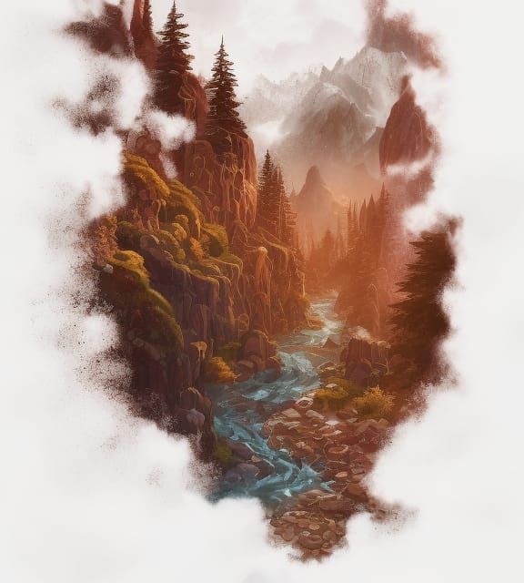 Mountain Valley River: Epic Digital Matte Painting