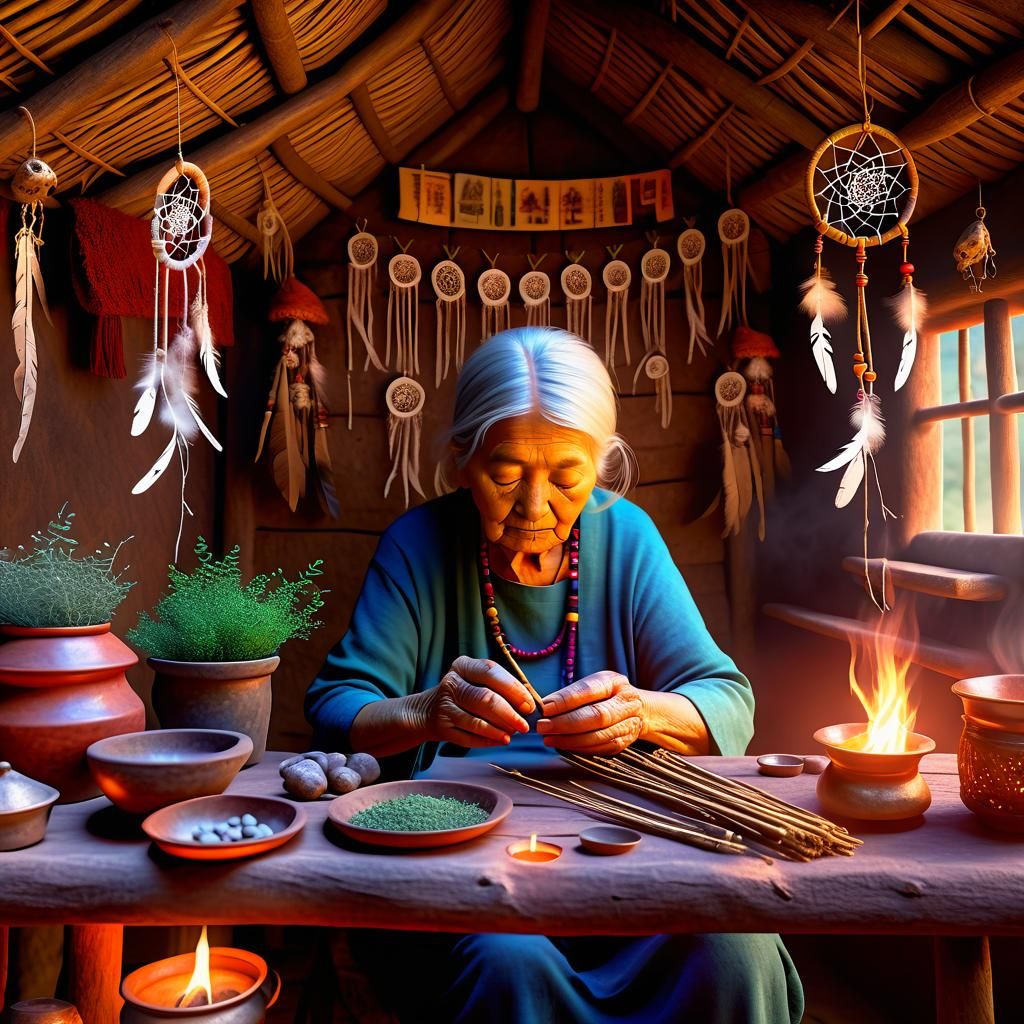 Mystical Herbalist in a Fantasy Hut: Matte Painting
