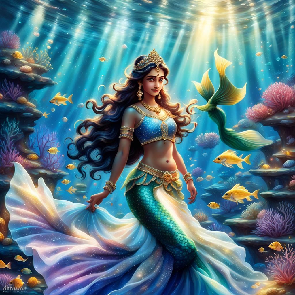Radha as Mermaid in Magical Underwater Realism