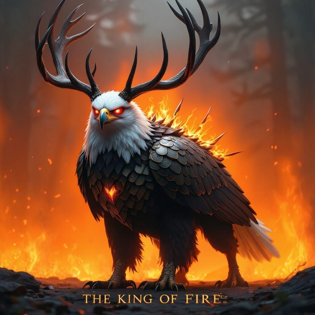 Demonic Eagle King of Fire on Volcanic Peak