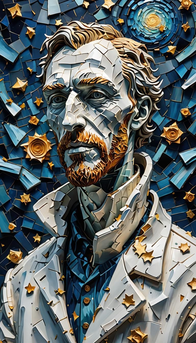 Van Gogh's Shattered Soul in a Starry Night Sky