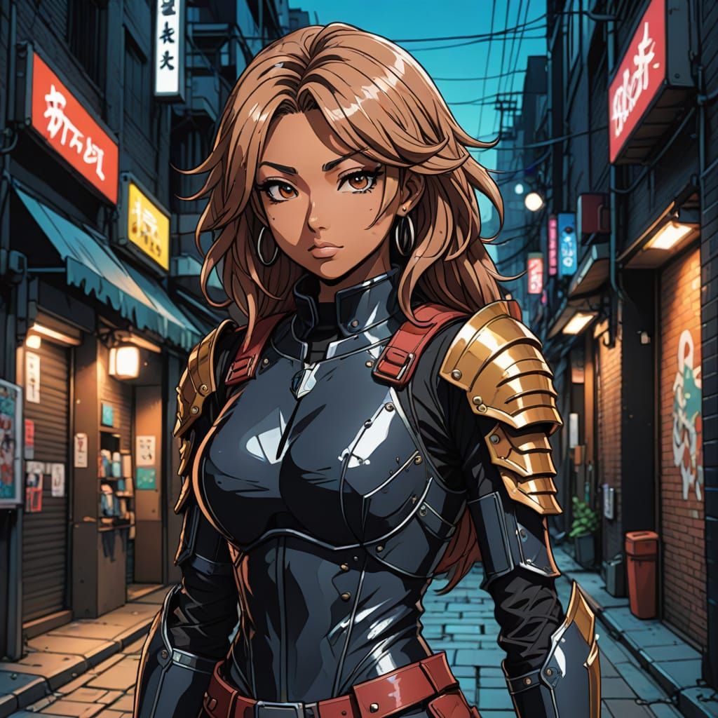 Surreal Gyaru Girl Embodies 90s Anime in Dark, Bold Style