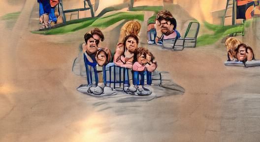 Sad Family Caricature at Six Flags